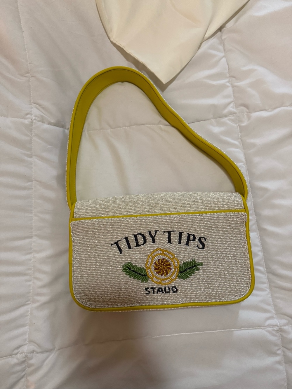 STAUD Yellow Floral Beaded Shoulder Bag - Picture 2 of 7